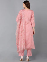 Women Organza Embroidered Kurta Trousers With-PKSKD1795